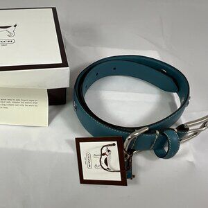 NWT Coach Blue Leather with Grommets Dog collar Size Large Fits 17"-21" Neck
